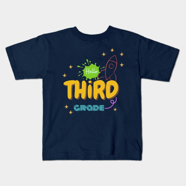 hello Third Grade Teacher Team Kids T-Shirt by GROOVYUnit